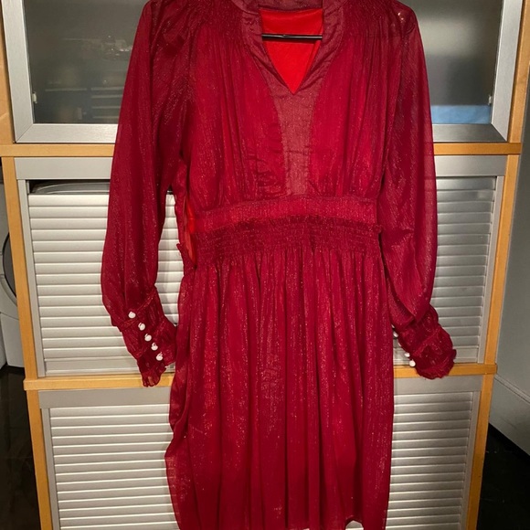 V Neck Long Sleeve sparkley red Shein dress!!! - Picture 5 of 5